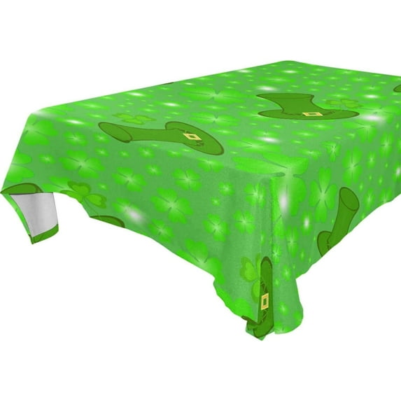 Coolnut St Patrick's Day Clover Tablecloth, Waterproof Washable Polyester Square Table Cover, Durable Tablecloth for Kitchen Dining Table Party Decor, 60"X 90"