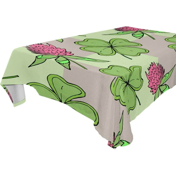 Coolnut St Patrick's Day Clover Tablecloth, Waterproof Washable Polyester Square Table Cover, Durable Tablecloth for Kitchen Dining Table Party Decor, 54"X 72"
