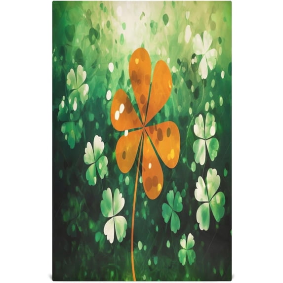 Coolnut St. Patrick's Day Green Clover Kitchen Dish Towel Set,Drying Kitchen Towels Tea Towels Gift Set for Drying Cleaning Cooking Baking 4Pcs Wash cloth