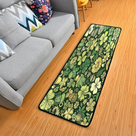 Coolnut St. Patrick's Day Shamrock Runner Rug - 24"x72" Ultra Soft Non-Slip Floor Mat Washable Area Rugs for Kitchen Bathroom Entry Home Decor Gifts