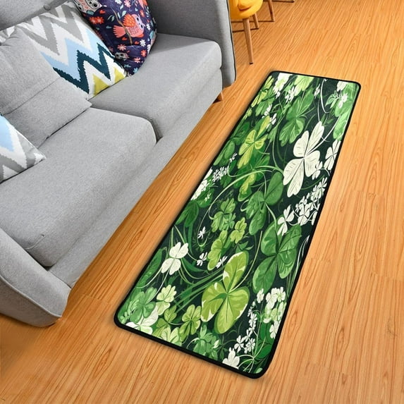 Coolnut St. Patrick's Day Shamrock Runner Rug - 24"x72" Ultra Soft Non-Slip Floor Mat Washable Area Rugs for Kitchen Bathroom Entry Home Decor Gifts