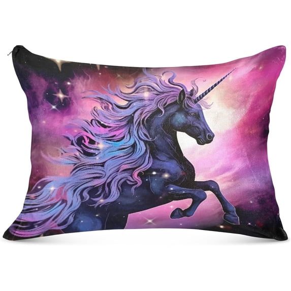 Coolnut Starry Unicorn Plush Pillow Case, Zippered Bed Pillow Pillowcases, Super Soft and Cozy Pillowcase Covers for Sleep Decor Giftsation - Standard Size 20x26in