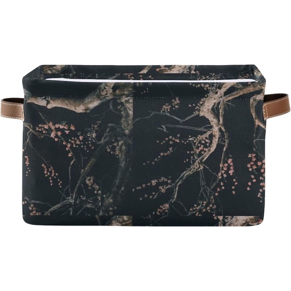Coolnut Storage Basket Beautiful Tree Flowers Storage Bin with Handle , Large Storage Cube Collapsible for Shelves Closet Bedroom Living Room 1PC Decor Gifts
