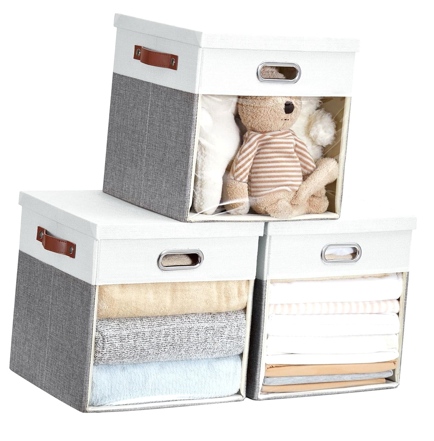 Coolnut Storage Cubes with Clear Window, 13'' Collapsible Storage Bins ...