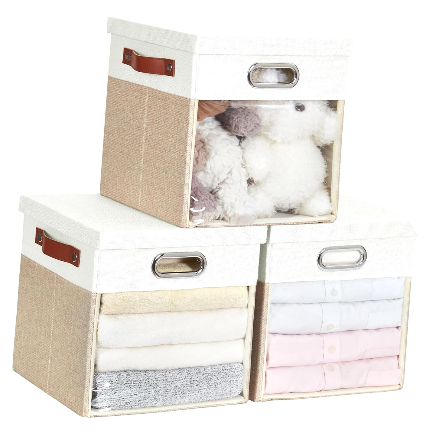 Coolnut Storage Cubes with Clear and 11'' Foldable Storage Bins with 3 ...