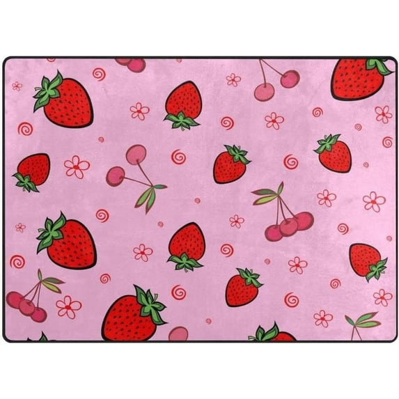 Coolnut Strawberry Area Rug, 4'x5' Pet & Child Friendly Carpet for Living Room Bedroom Dining Room,Indoor Outdoor Soft Rug Washable Non Slip Comfortable Area Rug