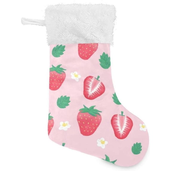 Coolnut Strawberry Christmas Stocking Personalized Large Candy Stocking, Xmas Stockings Decoration Hanging Gift for Family Holiday Party Ornaments Decor Fireplace