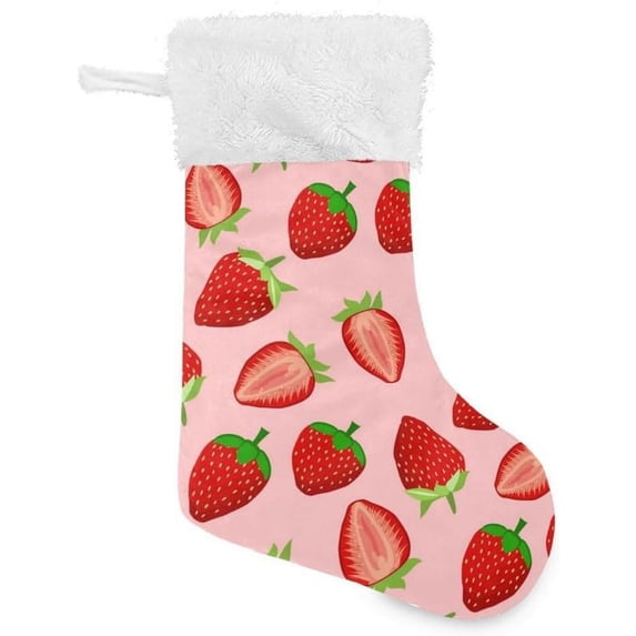 Coolnut Strawberry Christmas Stocking, Personalized Large Candy Stocking, Xmas Stockings Decoration Hanging Gift for Family Holiday Party Ornaments Decor Fireplace