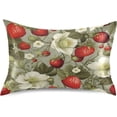 thumbnail image 1 of Coolnut Strawberry Flower Pattern Satin Pillowcase for Hair and Skin Silk Pillowcase, Queen Size(20x30 inches) - Slip Cooling Satin Pillow Covers with Envelope Closure（603） Home Decor Gifts, 1 of 7