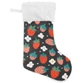 thumbnail image 1 of Coolnut Strawberry Flowers Christmas Stockings Red Black Christmas Presonalized Large Stocking Sock, Set of 1 Xmas Party Winter Decor Candy Bag Family Holiday Gift, 17.7 Inch, 1 of 7