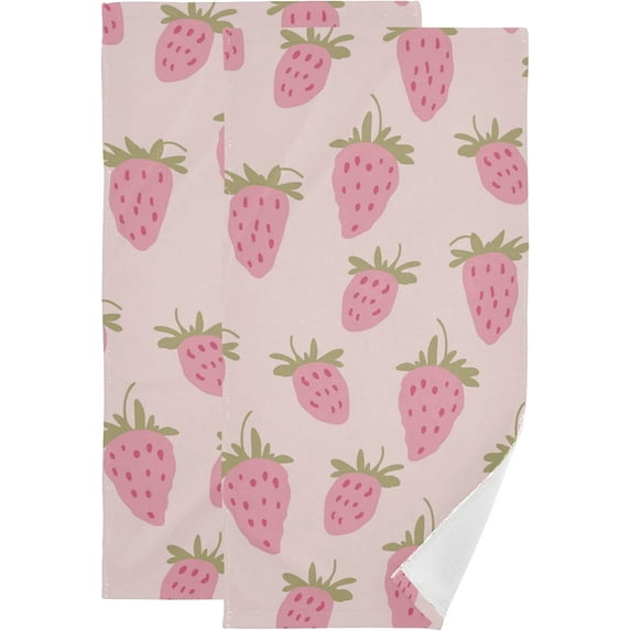 Coolnut Strawberry Soft Hand Towels, 2 PcsAbsorbent Bath Towel Decorative Fingertip Towels for Bathroom Gym Spa Hotel Beach Swimming Pool,14.4"x 28.3"