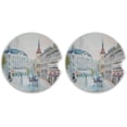 thumbnail image 1 of Coolnut Street View 2.5 inch Car Coaster Absorbent Ceramic Stone Drink Holder for Cup Holder 2 Pcs Home Decor, 1 of 6