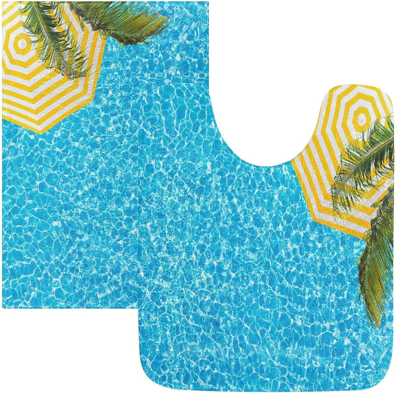 Coolnut Summer Palm Tree Bathroom Rugs Set 2 Piece Ultra Soft Bath Mat Non Slip Toilet Mat