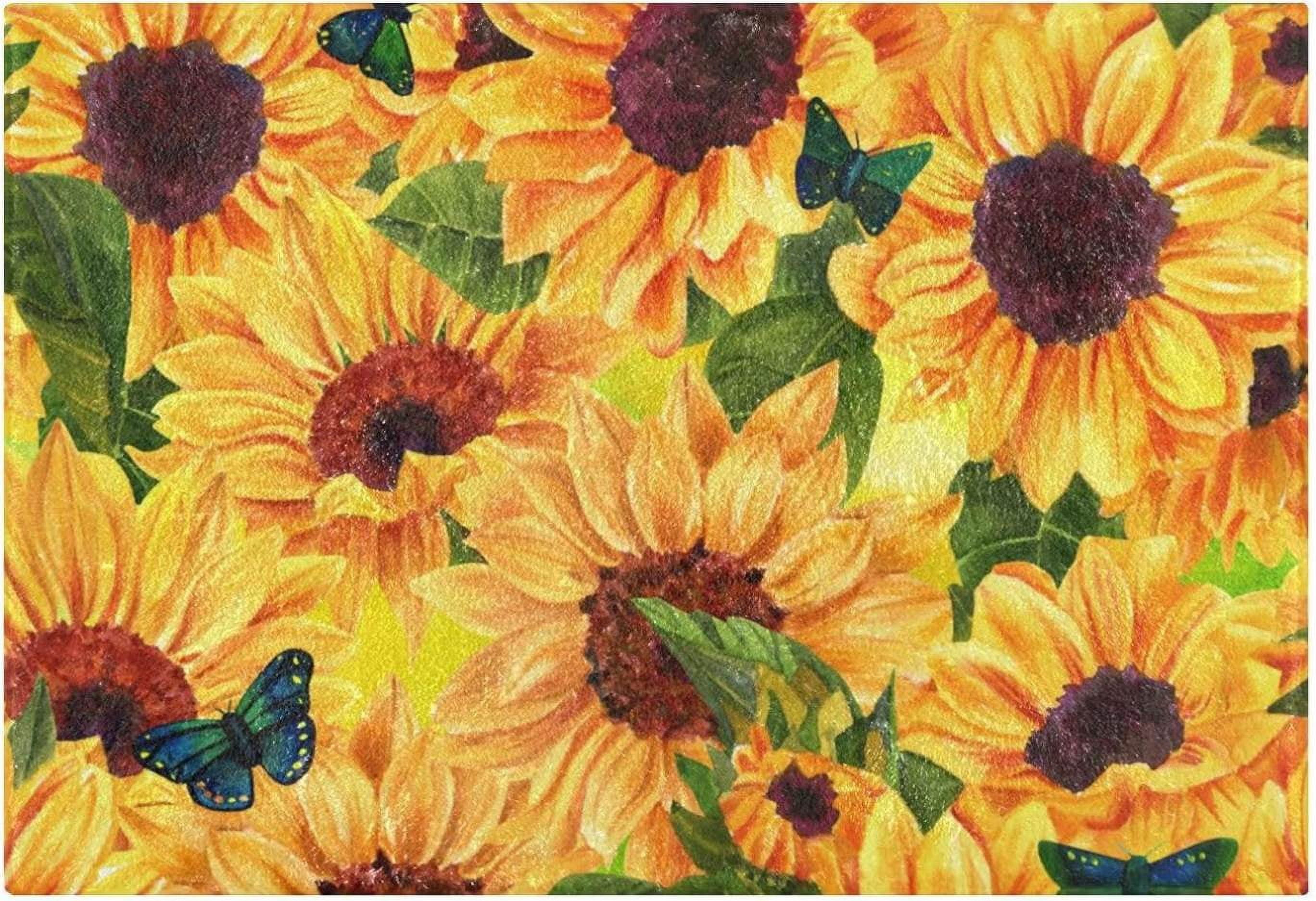 Coolnut Sunflower Anti-Slip Ultra Absorbent Durable Bath Rug with ...