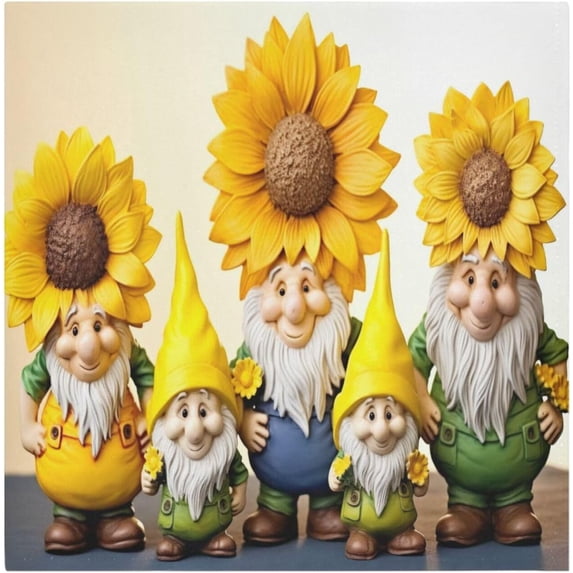 Coolnut Sunflower Gnomes Cloth Napkins Set of 6,20x20 Inches Napkins Cloth Washable Reusable Soft for Dinner,Wedding,Parties,Home Dinner,Tableative Decor Gift