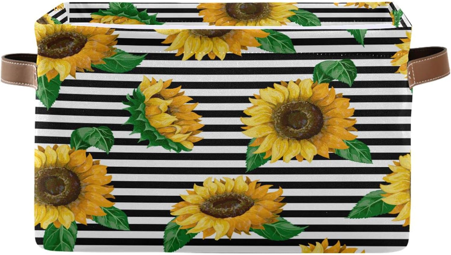 Coolnut Sunflower Large Square Storage Basket Bin with Handles 2PCS