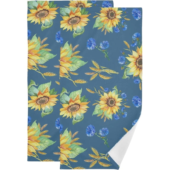 Coolnut Sunflower Soft Hand Towels, 2 PcsAbsorbent Bath Towel Decorative Fingertip Towels for Bathroom Gym Spa Hotel Beach Swimming Pool,14.4"x 28.3"