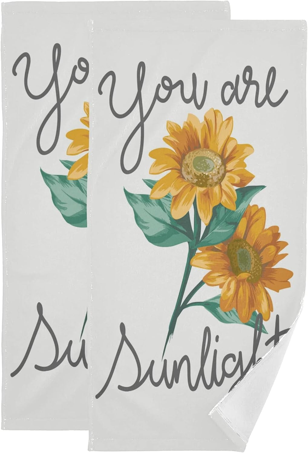 Coolnut Sunflower Soft Hand Towels, 2 PcsAbsorbent Bath Towel