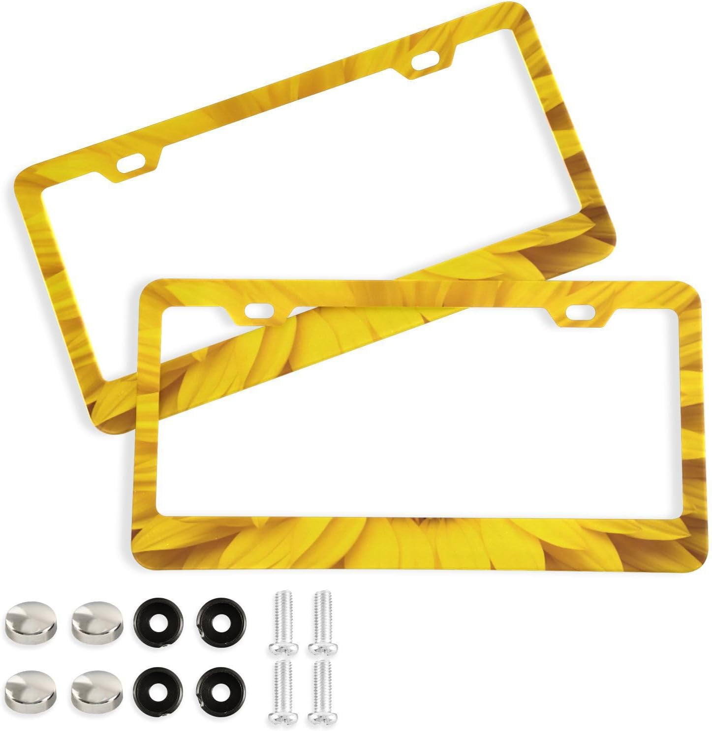 Coolnut Sunflower Yellow License Plate Frame 2 Holes Rustproof