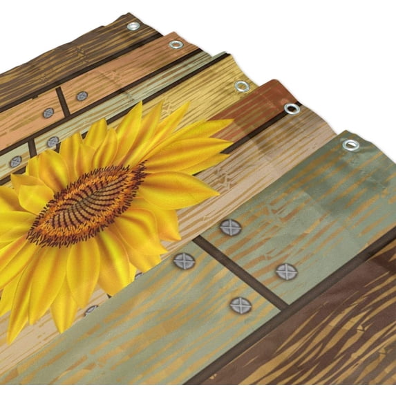 Coolnut Sunflowers On Varicolored Wooden Board Bath Shower Curtain Liners 72x72in 100% Polyester Waterproof Bath Curtain with Hooks