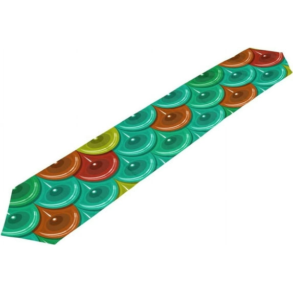 Coolnut Table Runner 13"x90", Colorful Shiny River Fish Scales Washable Table Cloth Runner for Holiday Home Wedding Table Top Decoration
