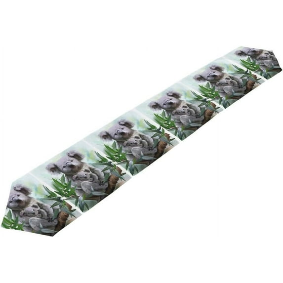 Coolnut Table Runner 13"x90", Koala and Baby Oil Painting Washable Table Cloth Runner for Holiday Home Wedding Table Top Decoration