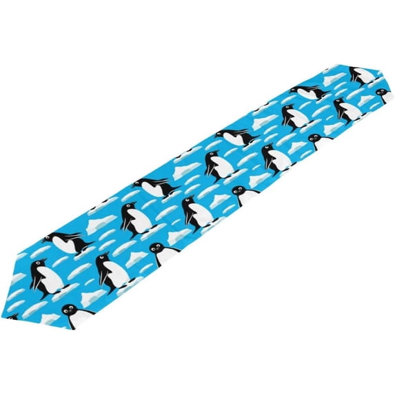 Coolnut Table Runner 13"x90", Penguins On Ice Washable Table Cloth Runner for Holiday Home Wedding Table Top Decoration