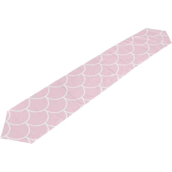 Coolnut Table Runner 13"x90", Pink Mermaid Fish Scale Washable Table Cloth Runner for Holiday Home Wedding Table Top Decoration