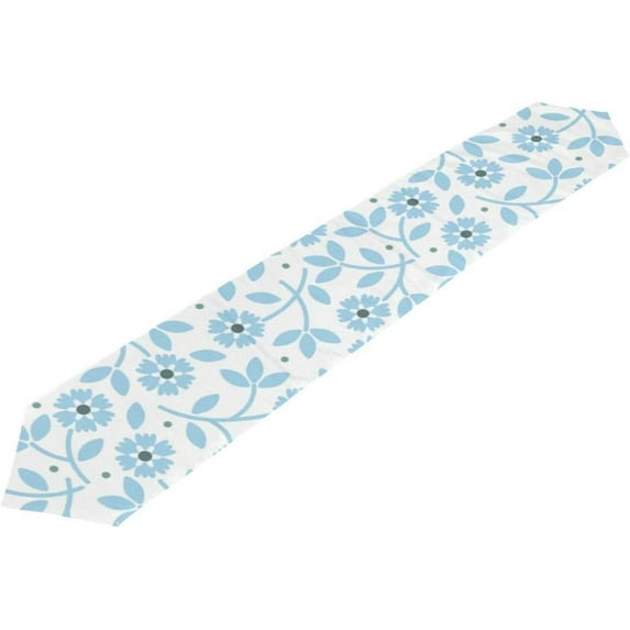 Coolnut Table Runner 13"x90", Small Blue Flowers Washable Table Cloth Runner for Holiday Home Wedding Table Top Decoration