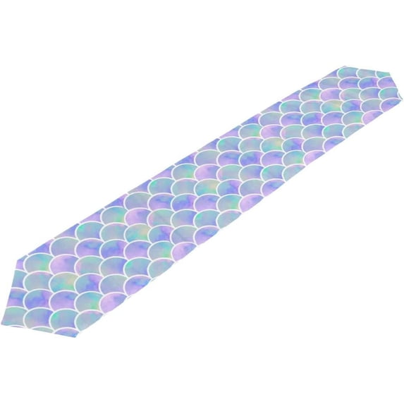 Coolnut Table Runner 13"x90", Watercolor Rainbow Scales Washable Table Cloth Runner for Holiday Home Wedding Table Top Decoration