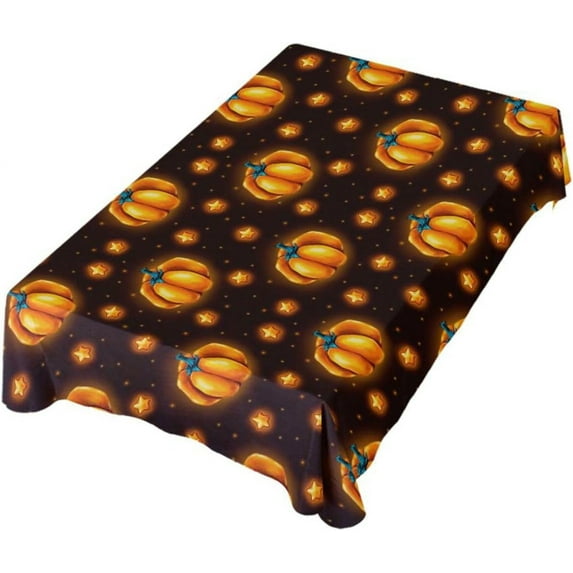 Coolnut Tablecloth 54" x 54" Halloween Glitter Pumpkins Rectangle Table Cloth Stain-Resistant Dining Table Cover for Home Dinner Party House Decor
