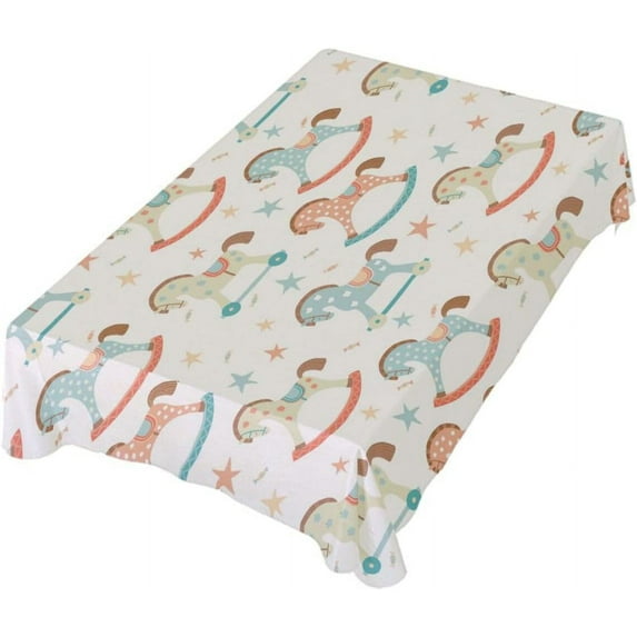 Coolnut Tablecloth 60" x 60" Cute Colorful Horses Rectangle Table Cloth Stain-Resistant Dining Table Cover for Home Dinner Party House Decor