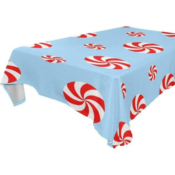 Coolnut Tablecloth Christmas Peppermints Candy Modern Table Cover for Home Decoration, Spill Proof Cloth Washable for Dinner Picnic, 60"x90"