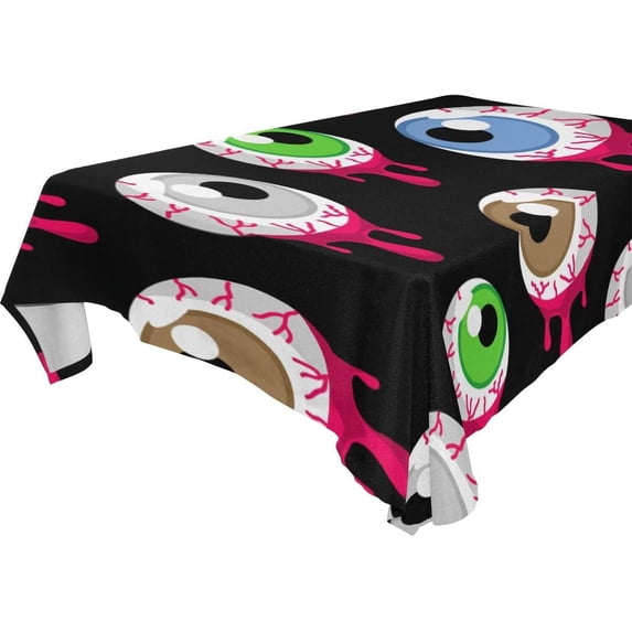 Coolnut Tablecloth Halloween Alien Eyeballs Modern Table Cover for Home Decoration Spill Proof Cloth Washable for Dinner Picnic 60"x 60"