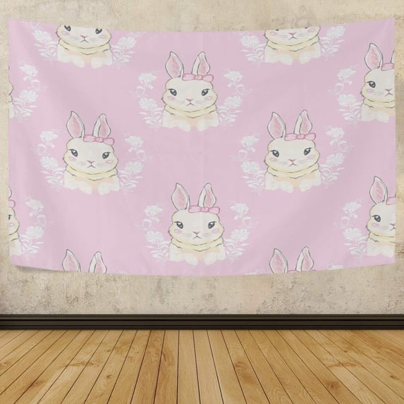 Coolnut Tapestry Wall Hanging Cute Bunny Rabbit Tapestry Polyester Tapestry Bright Wall Art Wall Blanket Wall Decor for Bedroom Living Room Dorm Decor(60 x 40 inch) Home Decor Gifts