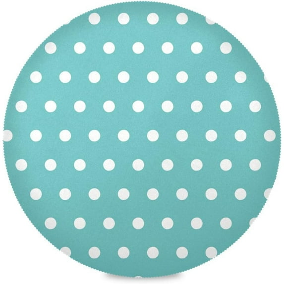 Coolnut Teal Polka Dots Round Placemats Waterproof Non-Slip Washable Place Mats Polyester Table Mats Set of 1 Heat Resistant for Home Kitchen Holiday Party Home Decor Gifts