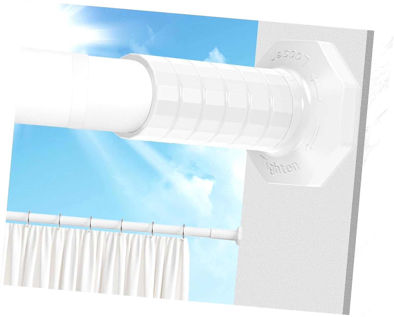 Coolnut Tension Curtain Rod 51-168 In, Extra Long Curtain Rods for ...