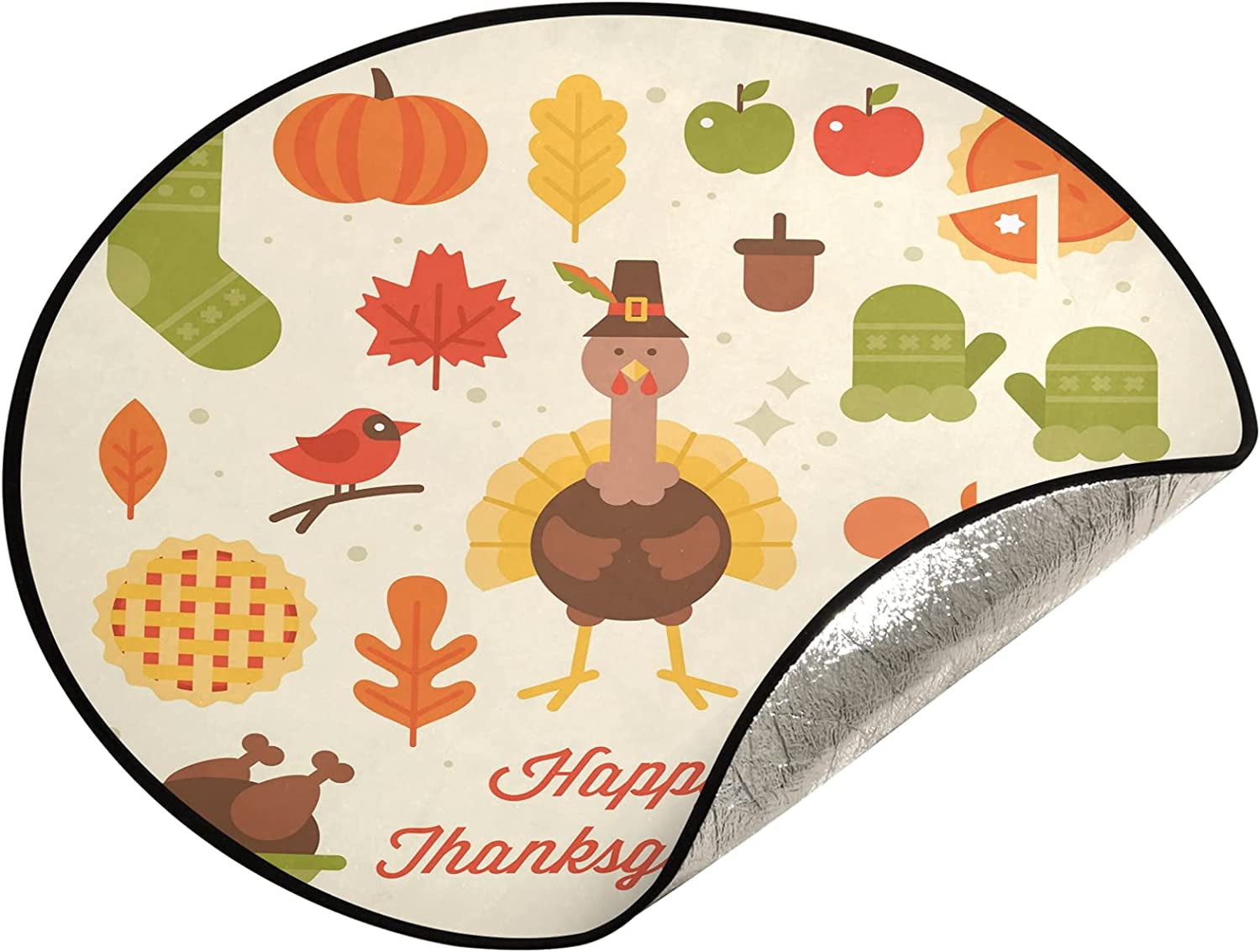 Coolnut Thanksgiving Christmas Tree Mat Round Christmas Tree Stand Mat