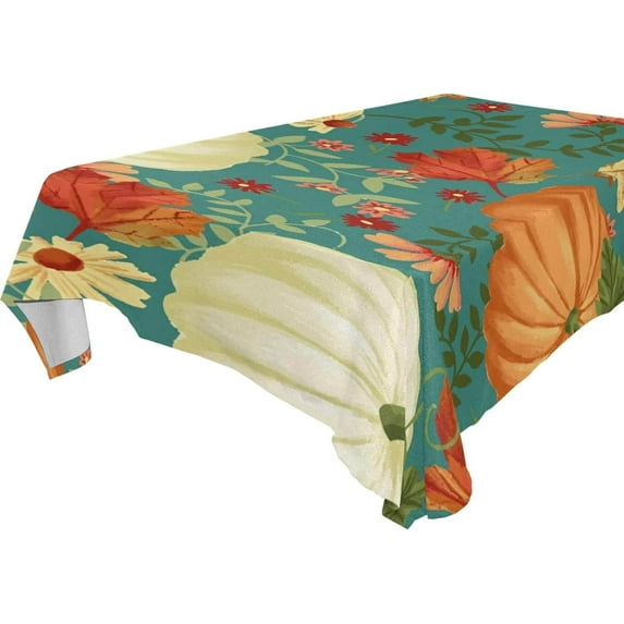 Coolnut Thanksgiving Pumpkin Tablecloth, Waterproof Washable Polyester Square Table Cover, Durable Tablecloth for Kitchen Dining Table Party Decor, 54"X 72"