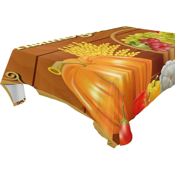 Coolnut Thanksgiving Pumpkin Tablecloth, Waterproof Washable Polyester Square Table Cover, Durable Tablecloth for Kitchen Dining Table Party Decor, 54"x54"