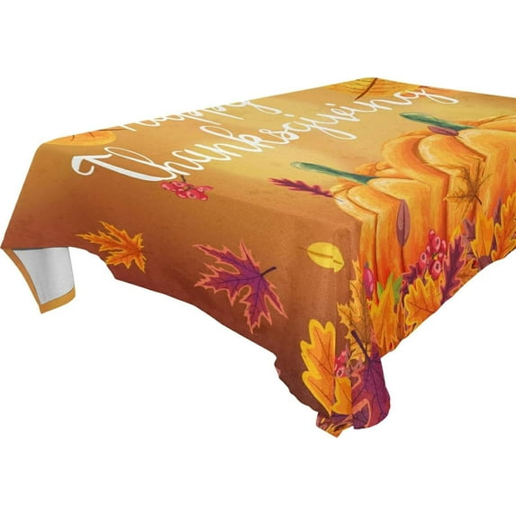 Coolnut Thanksgiving Pumpkin Tablecloth, Waterproof Washable Polyester Square Table Cover, Durable Tablecloth for Kitchen Dining Table Party Decor, 60"X 108"