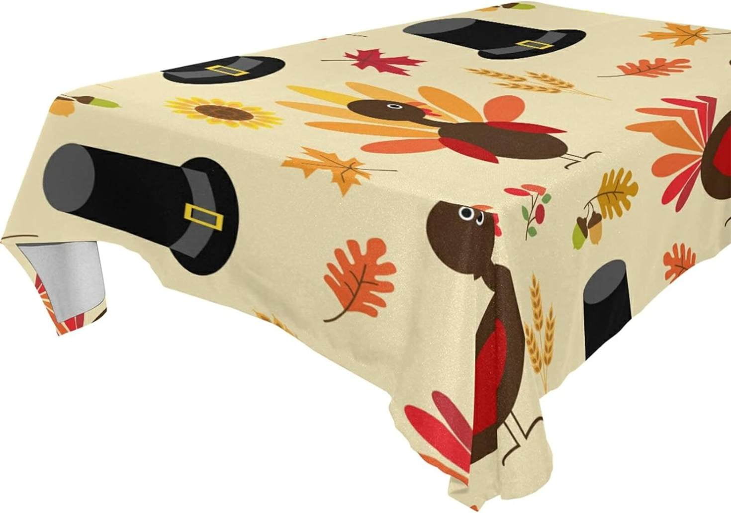 Coolnut Thanksgiving Turkey Tablecloth, Waterproof Washable Polyester Square Table Cover ...