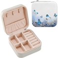 thumbnail image 1 of Coolnut Travel Jewelry Box Blue Hydrangeas Butterfly PU Leather Jewelry case Small Portable Jewelry Organizer Box for Rings Earrings Necklaces Bracelets(White) Women Gifts, 1 of 7