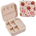 thumbnail image 1 of Coolnut Travel Jewelry Box Chocolate Strawberries PU Leather Jewelry case Small Portable Jewelry Organizer Box for Rings Earrings Necklaces Bracelets（Pink） Women Gifts, 1 of 7