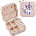 thumbnail image 1 of Coolnut Travel Jewelry Box Rainbow Unicorn Dog PU Leather Jewelry case Small Portable Jewelry Organizer Box for Rings Earrings Necklaces Bracelets（Pink） Women Gifts, 1 of 7
