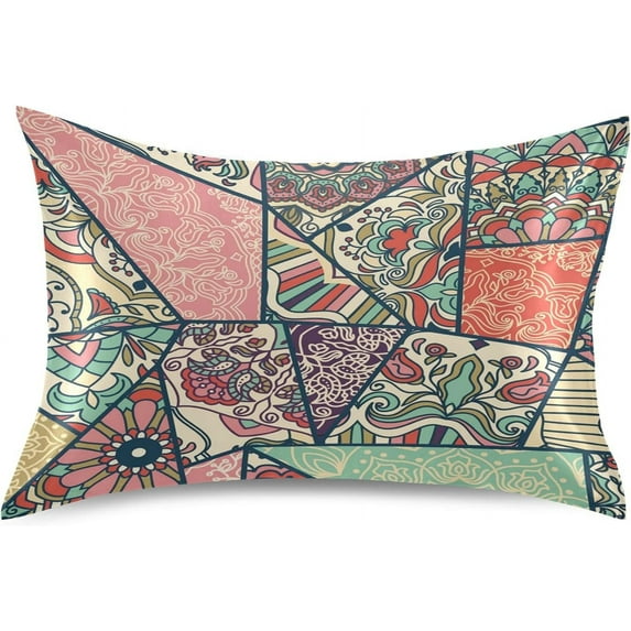 Coolnut Tribal Bohemia Flower Pillowcase Soft Breathable Satin Throw Pillow Covers Pillow Case Decor Giftsation for Sofa Bed Livingroom 20x26inch