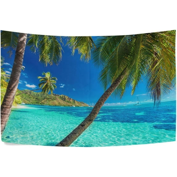 Coolnut Tropical Beach Palm Trees Tapestry Aesthetic Tapestry Wall Hanging 60" x 51" Inches Home Decor Gifts