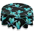 thumbnail image 1 of Coolnut Turquoise Forest Floral Round Table Cloth 60" Tablecloth with Trim Ribbon Stain-Resistant Dining Table Cover for Home Dinner Party Tabletop Fabric House Decor, 1 of 7