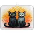 thumbnail image 1 of Coolnut Two Cats Black Grey Dish Drying Mat for Kitchen Counter, Ultra Absorbent Reversible Microfiber Dishes Drying Rack Pad Heat-resistant Mats 18x24in Home Decor, 1 of 7