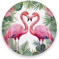 thumbnail image 1 of Coolnut Two Flamingos Coaster, Drinks Round Absorbent Stone Set with Ceramic Stone and Cork Base, Tabletop Protection Mats and Cups Place for 4PCS Home Decor, 1 of 6